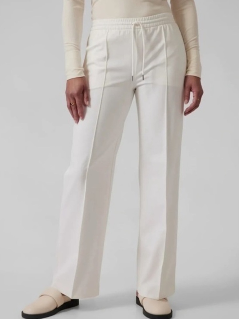 Athleta White Wide-Leg Drawstring Pants Women's New Size 10